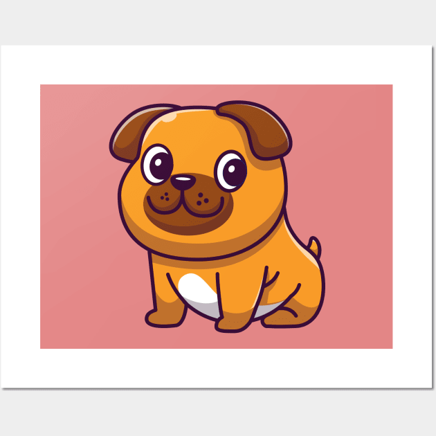 Cute Dog Sitting Cartoon Wall Art by Catalyst Labs